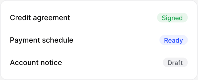 Bank documents generated: lendhero interface