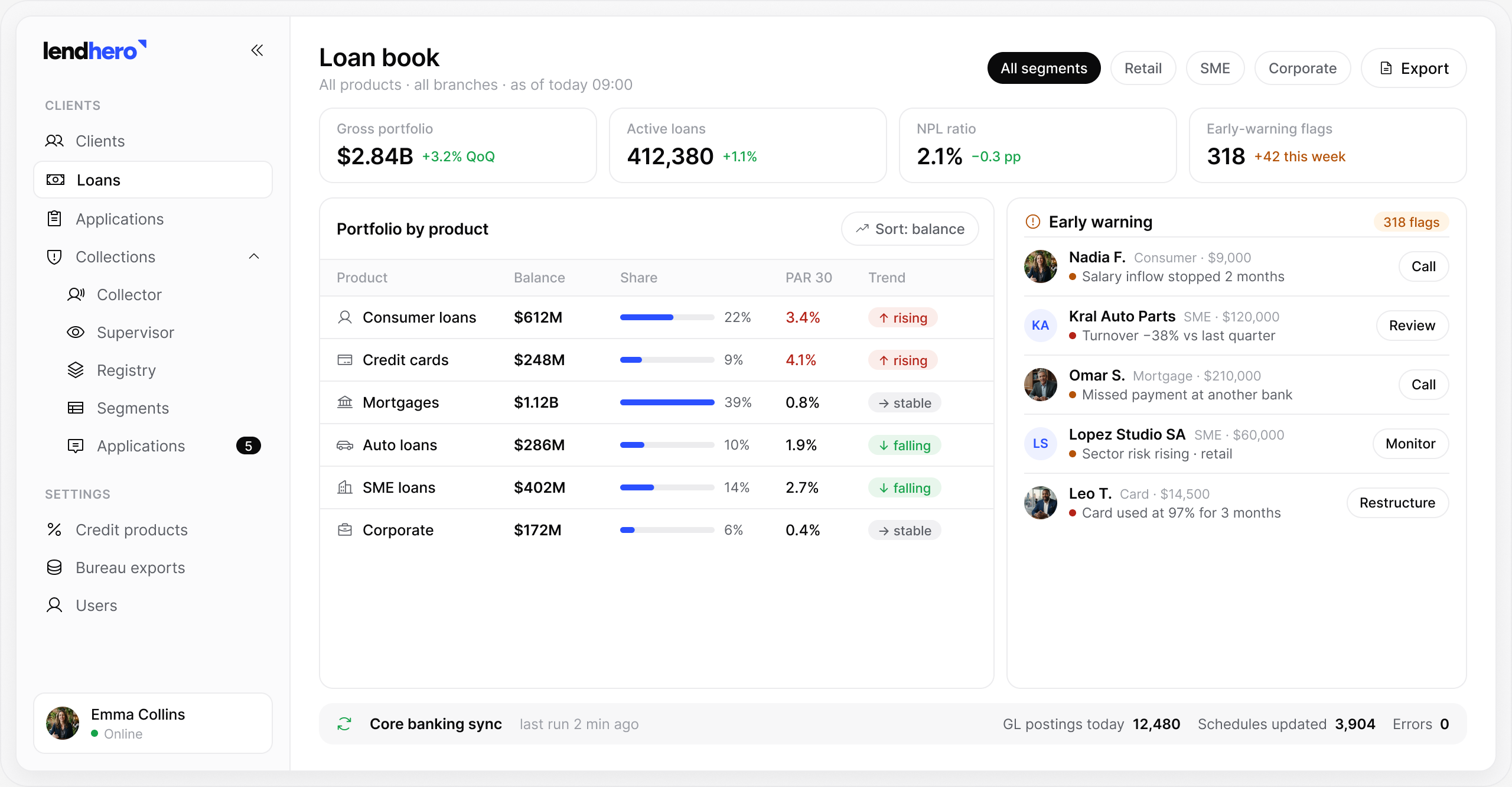lendhero Bank lending software interface
