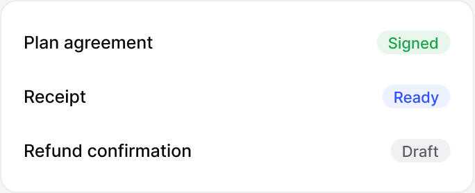 Plan agreements generated: lendhero interface