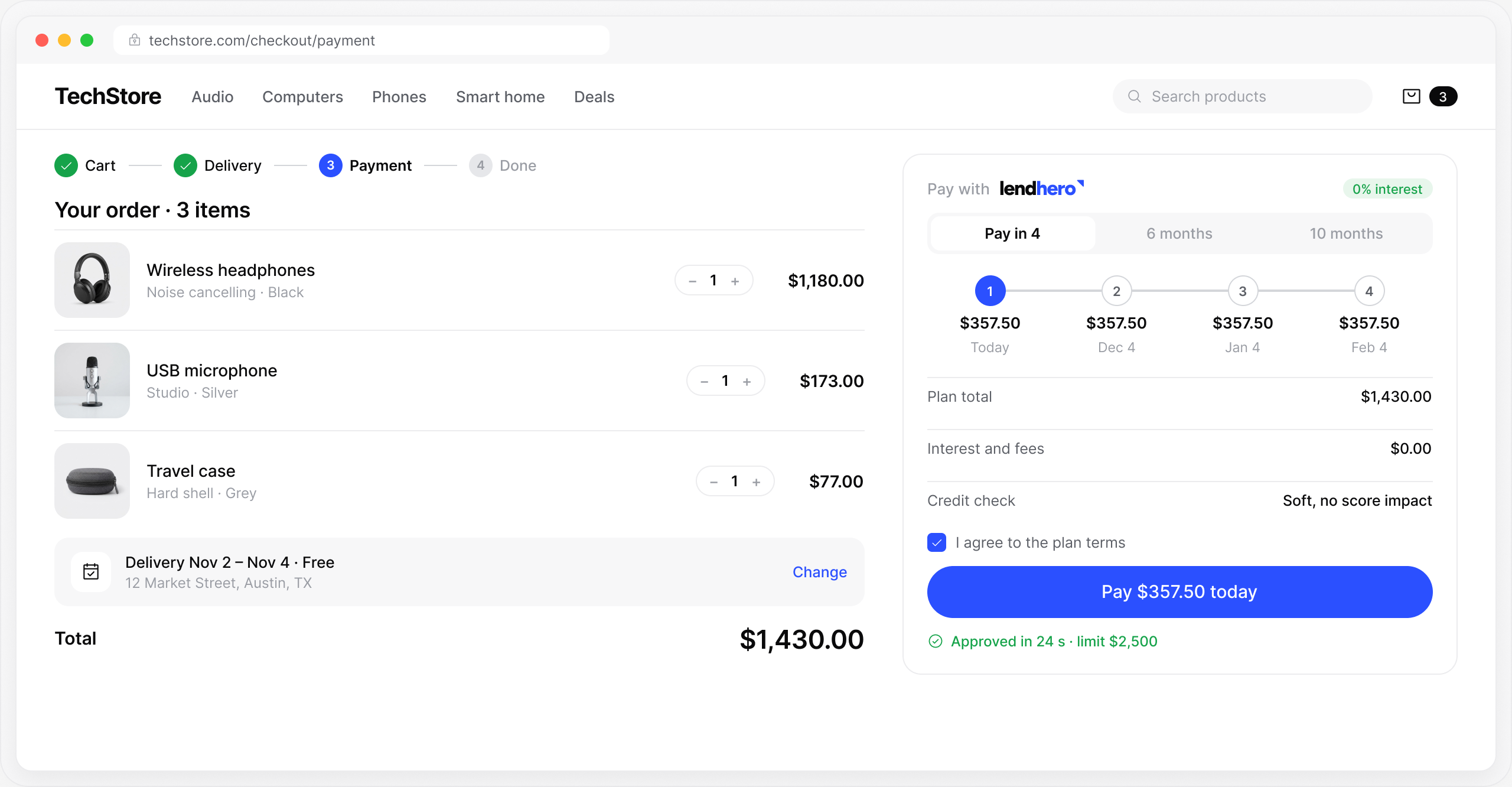 lendhero BNPL & POS lending software interface