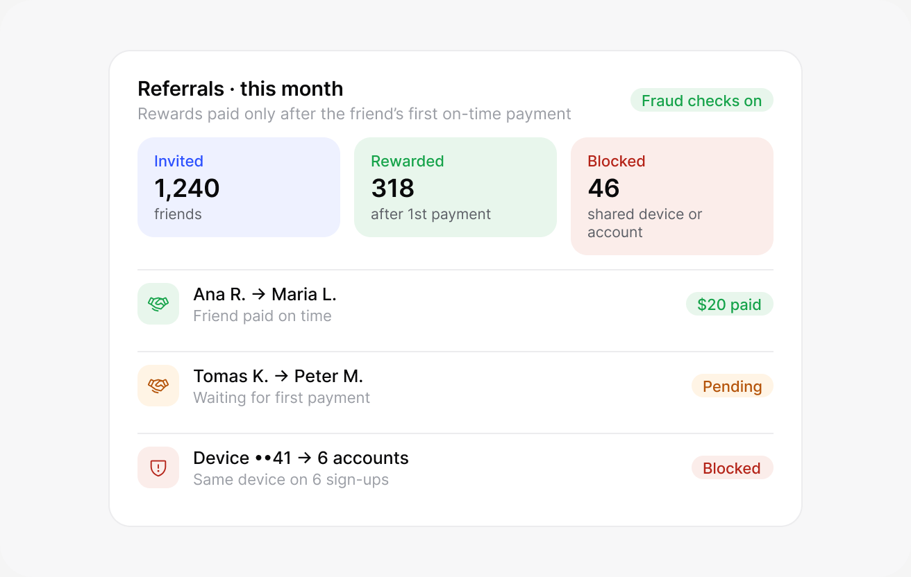 Referrals without referral fraud: lendhero interface