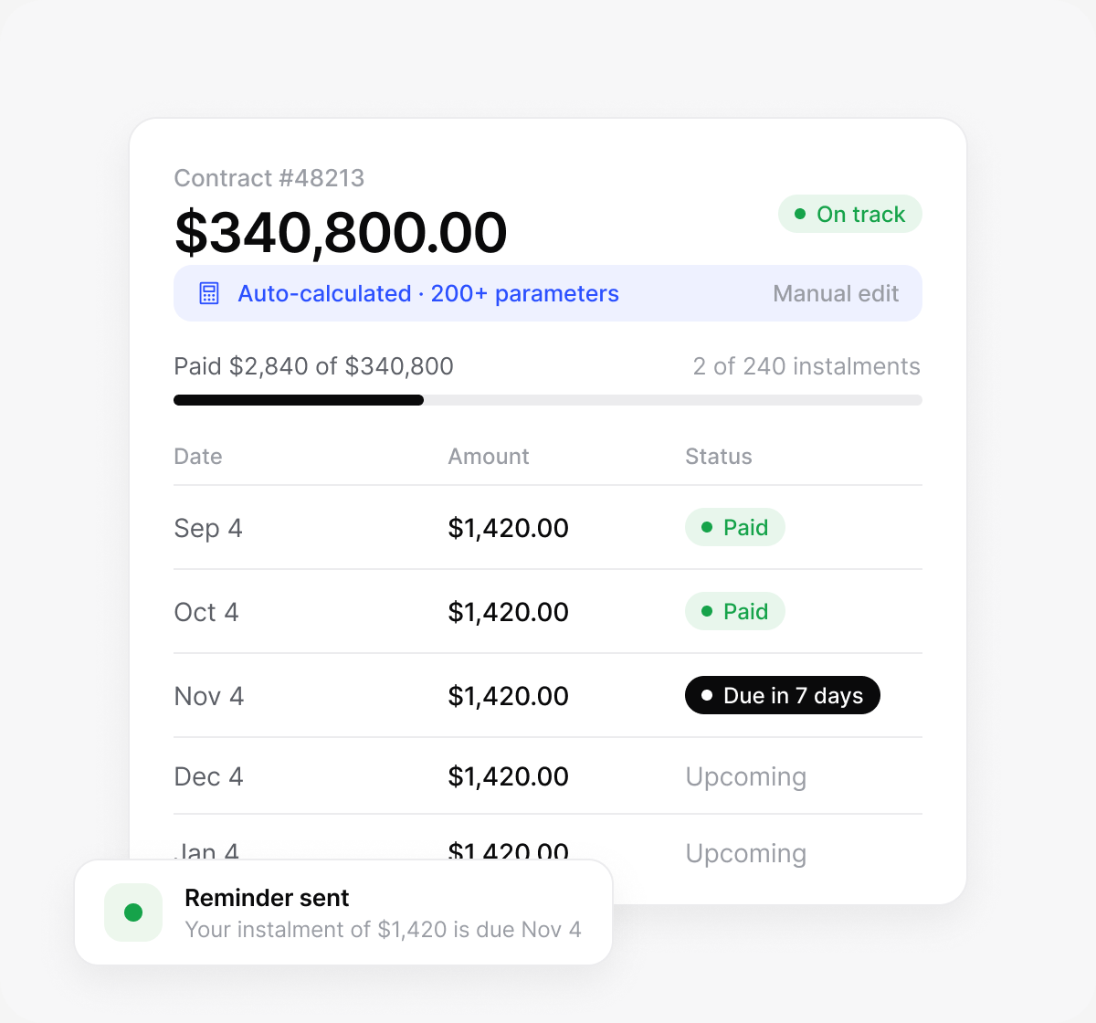 Every contract and every payment on one screen: lendhero interface