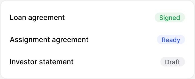 Agreements generated: lendhero interface