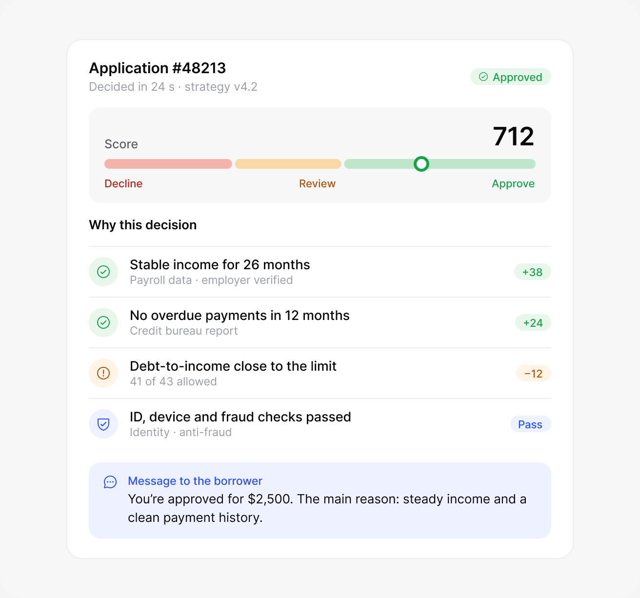 Every decision comes with its reasons: lendhero interface