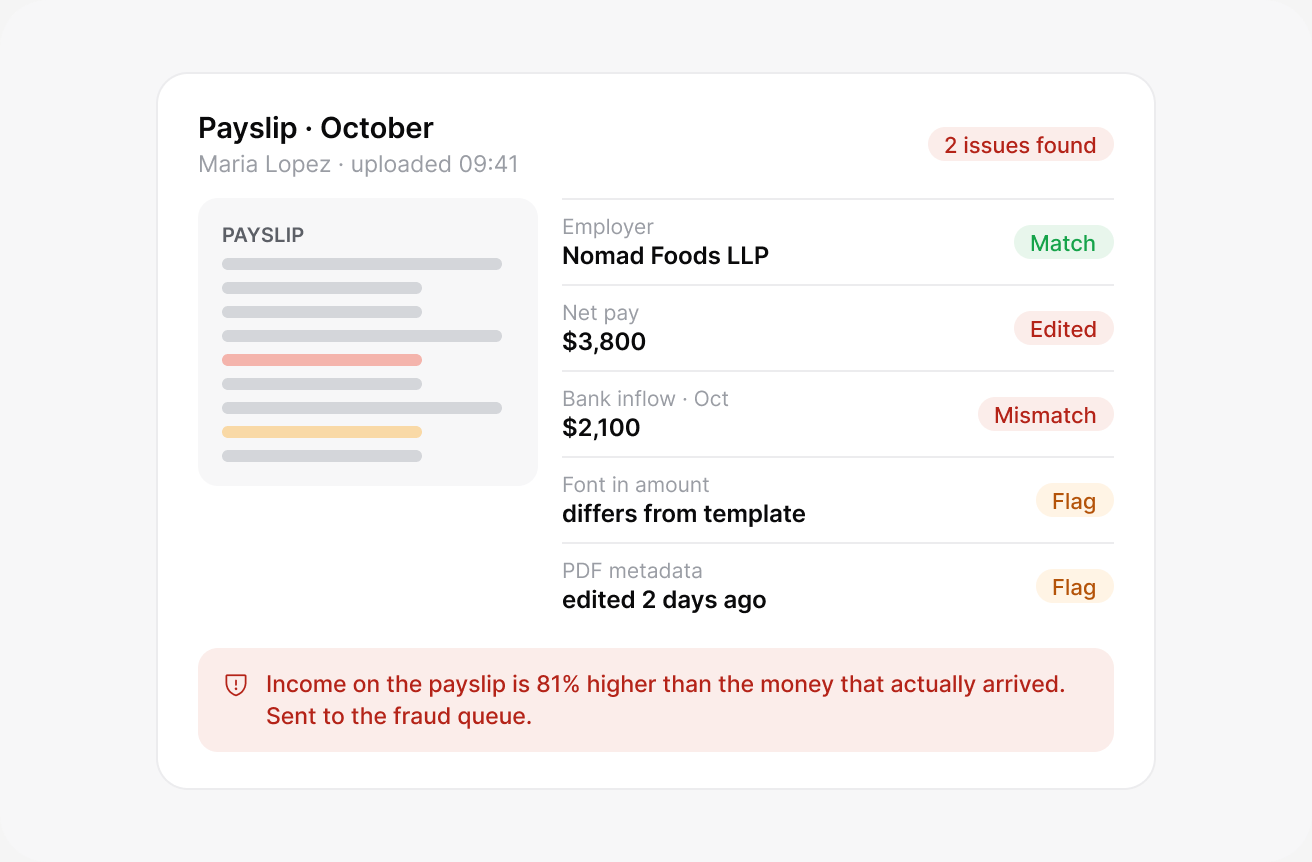 Edited payslips don’t get through: lendhero interface