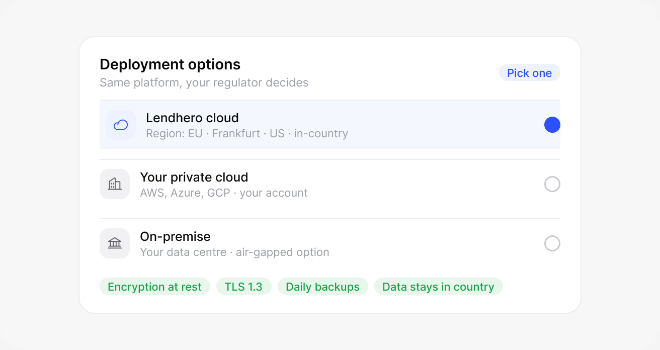 SaaS or on-premise: lendhero interface