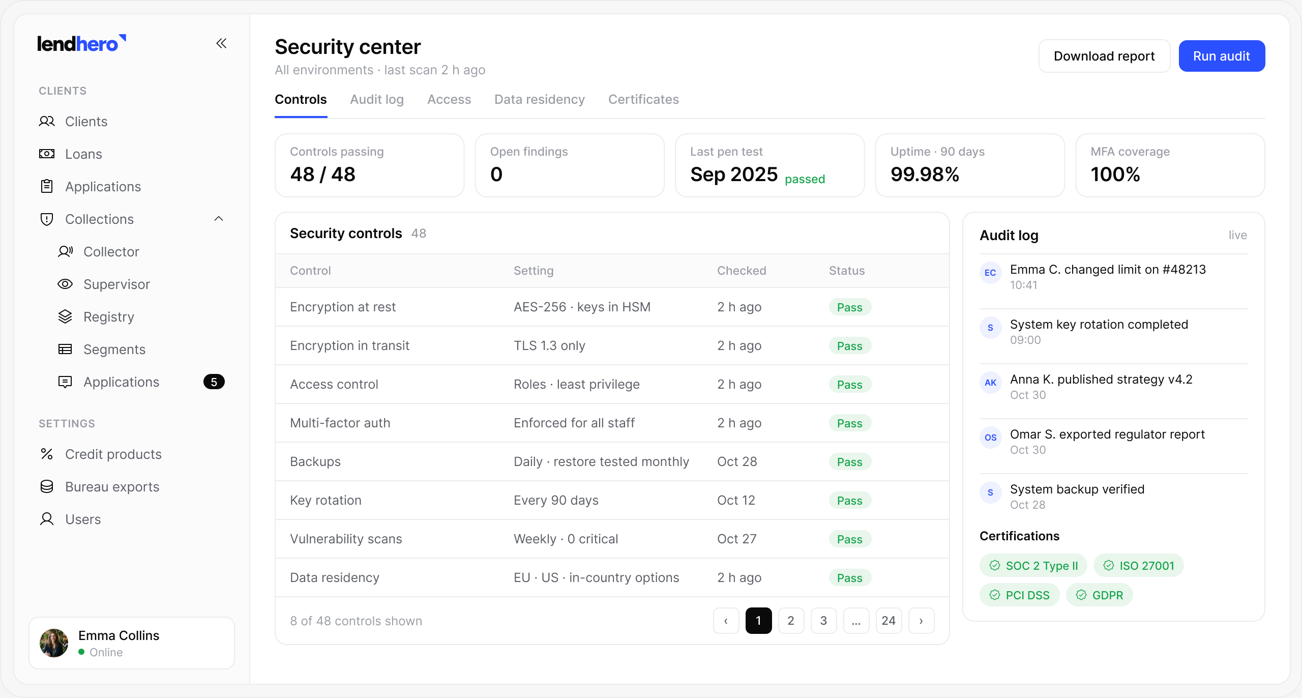 lendhero Security software interface